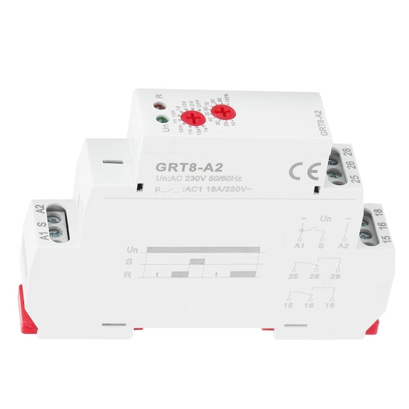 GEYA Time Relay: 18mm Wide 35mm Rail Mounting, Knob-Adjustable 0.1s To 10 Days Delay - Dual Function Modes, AC/DC 12~240V Wide Voltage, Led Status Indicator For Circuit Control Applications - Image 5
