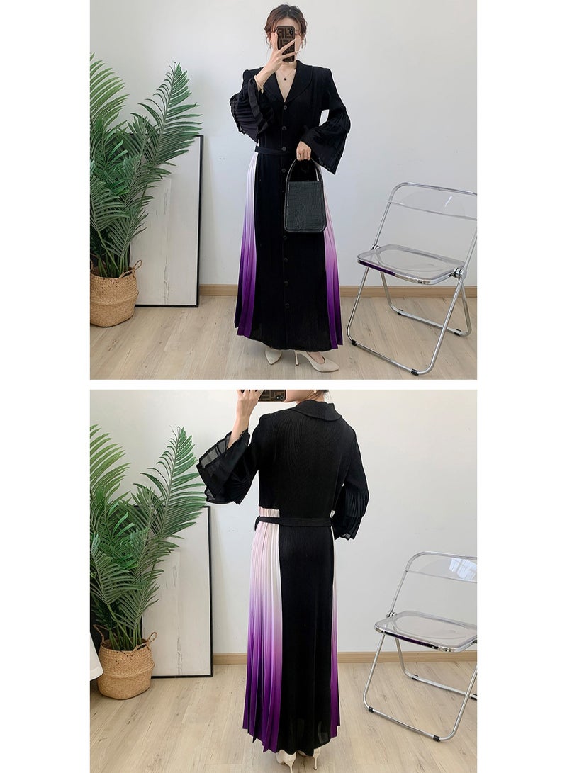 Shougu New Belt Collection Pleated Suit Collar Dress  - Image 3