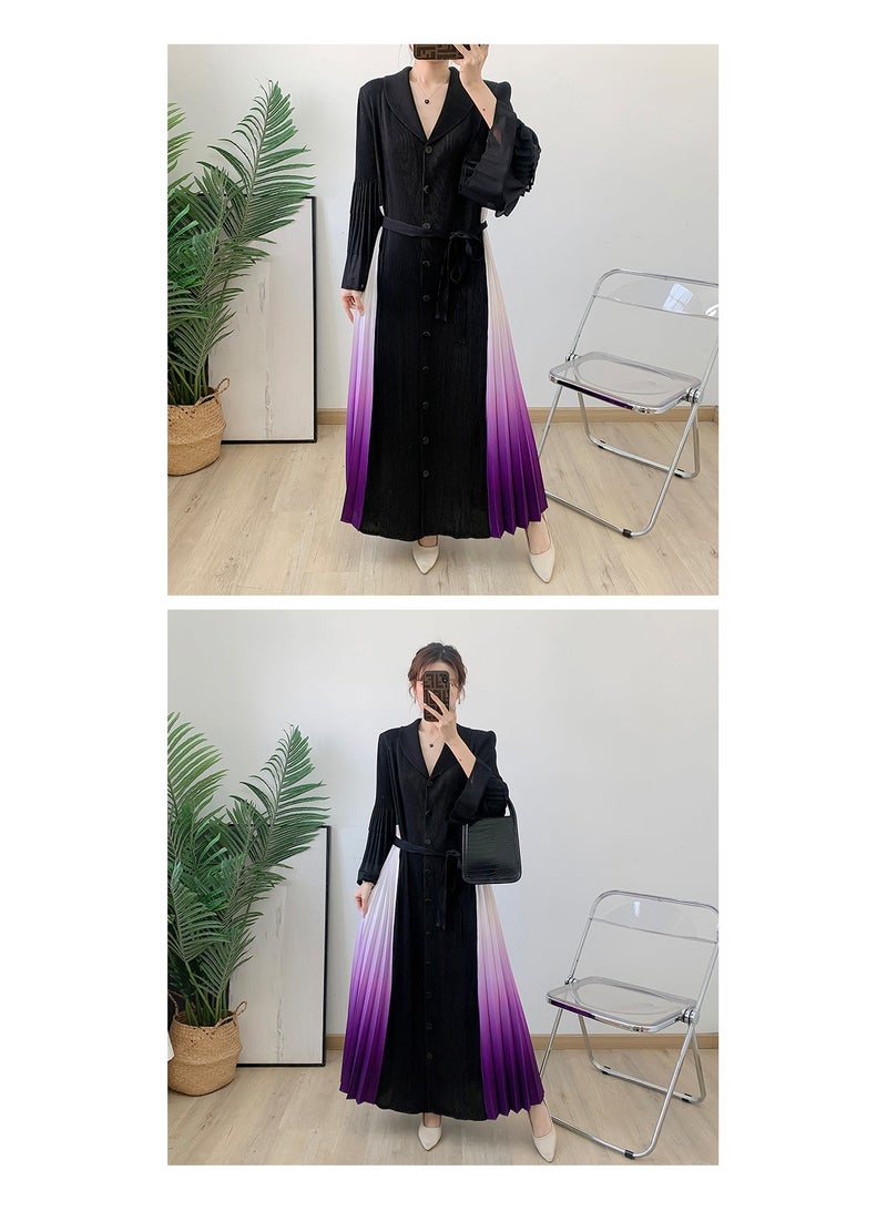 Shougu New Belt Collection Pleated Suit Collar Dress  - Image 4