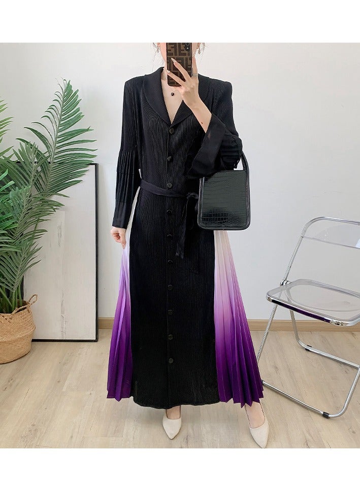 Shougu New Belt Collection Pleated Suit Collar Dress  - Image 1