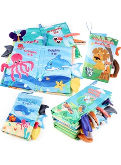 Generic 0-3 Years Old Baby Tail Cloth Book Tear-proof Marine Animal Baby Cloth Book Ringing Paper Early Education Toys-Color:English 4 Pages 8 Sides Dinosaur Animal Tail Cloth Book 40.4g  - Image 5