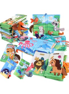 Generic 0-3 Years Old Baby Tail Cloth Book Tear-proof Marine Animal Baby Cloth Book Ringing Paper Early Education Toys-Color:English 4 Pages 8 Sides Dinosaur Animal Tail Cloth Book 40.4g  - Image 2