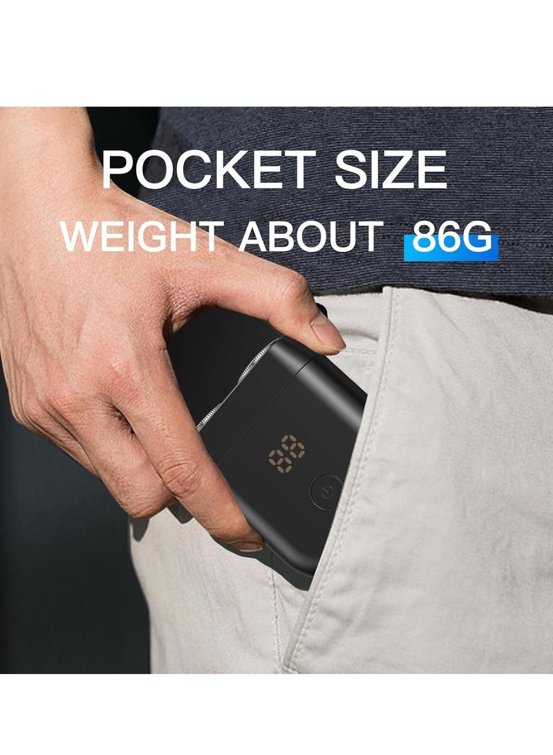 KASTWAVE Electric Travel Razor, Mini Rotary Shaver for Men, Waterproof Pocket Size Beard Trimmer, Rechargeable Wet Dry Shaver, Cordless USB C Charging, Close Shave Small Shaver, Portable Razor - Image 2