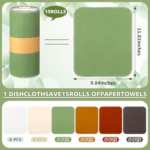 Noveread 36 Pack Reusable Cleaning Cloths Washable Cotton Kitchen Dish Towels for Home Party Supplies Bulk 984x1181in Earth Tone - Image 3