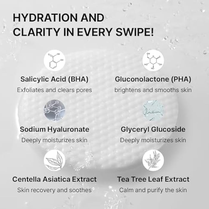 Needly Daily Toner Pad I Exfoliating Pads for Face with BHA & PHA, Deep Hydration, Pore Minimizer for Face, Centella, Tea Tree, High Volume Essence, Extra Large Cotton Pad, Korean Skin Care (80 Pads) - Image 3