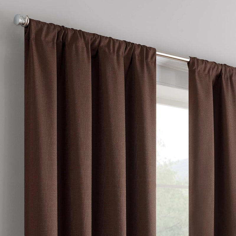 eclipse Kendall Modern Blackout Thermal Rod Pocket Window Curtain for Bedroom or Living Room (1 Panel), 42" x 63", Chocolate - Image 5