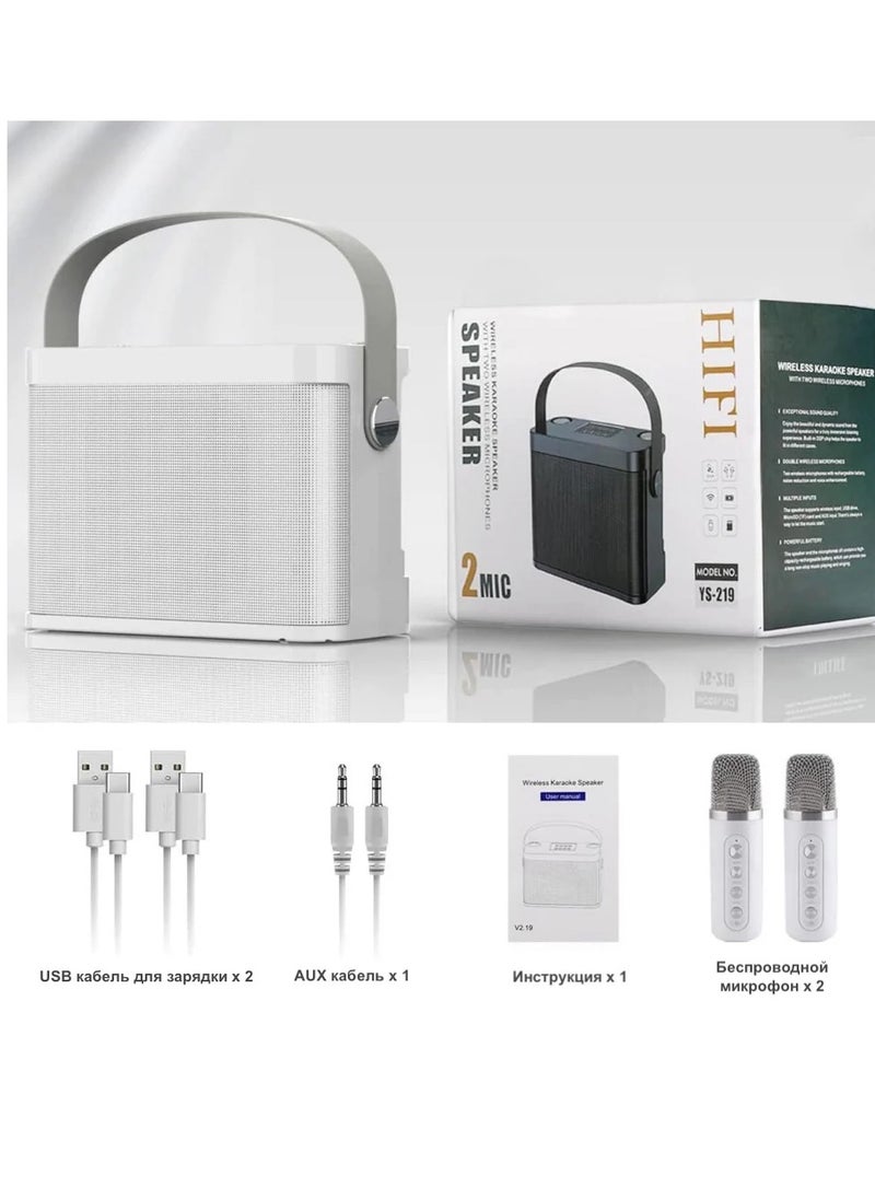 ELTRAZONE آلة الكاريوكي YS-219 مع 2 ميكروفون لاسلكي - مكبر صوت بلوتوث محمول مع صوت عالي الجودة، أضواء LED وعمر بطارية طويل - مثالي للحفلات، المرح العائلي والترفيه في الهواء الطلق - Image 2