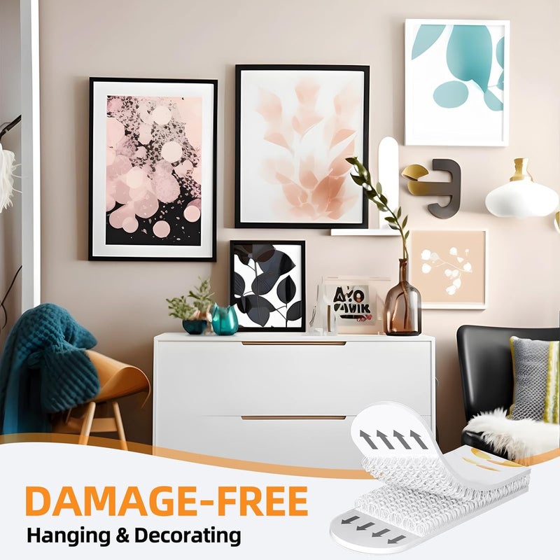 Summerbrite XL Picture Hanging Strips Heavy Duty, 80 Strips Damage Free Removal Picture Hangers for Wall, Sticky Hook & Loop Adhesive Strips for Poster/Picture/Home/Office, 40 Pairs/X-Large, White - Image 5