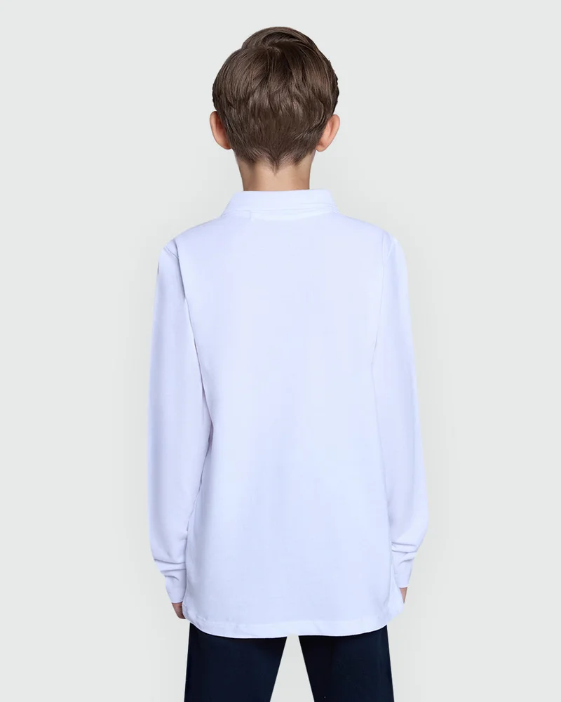 Ovs Long Sleeve Polo For Boys – Bright White Style