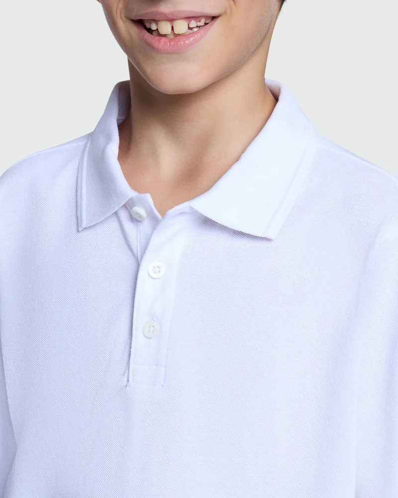 Ovs Long Sleeve Polo For Boys – Bright White Style