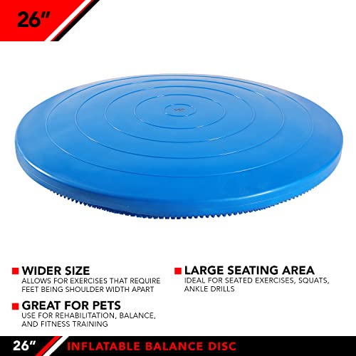 JFIT Inflatable Balance and Stability Disc - LARGE 26" Large Yoga Wobble Cushion Trainer - Core Fitness and Workout Equipment Discs for Home, Office Chair, Ankle Strength and Pet Activity - Image 3