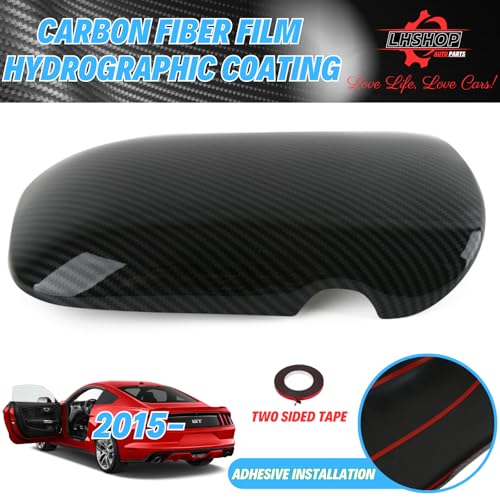 Qlhshop Carbon Fiber Center Console Cover Armrest Lid Cover for 2015-2024 Ford Mustang GT/Ecoboost/ S550/ S650/ Shelby GT350/GT350R/GT500 Interior Trim Car Accessories - Gloss Black - Image 2