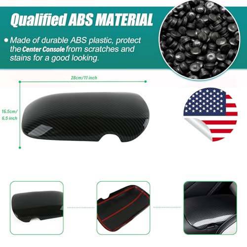 Qlhshop Carbon Fiber Center Console Cover Armrest Lid Cover for 2015-2024 Ford Mustang GT/Ecoboost/ S550/ S650/ Shelby GT350/GT350R/GT500 Interior Trim Car Accessories - Gloss Black - Image 3