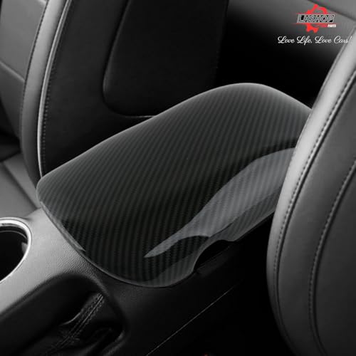 Qlhshop Carbon Fiber Center Console Cover Armrest Lid Cover for 2015-2024 Ford Mustang GT/Ecoboost/ S550/ S650/ Shelby GT350/GT350R/GT500 Interior Trim Car Accessories - Gloss Black - Image 5