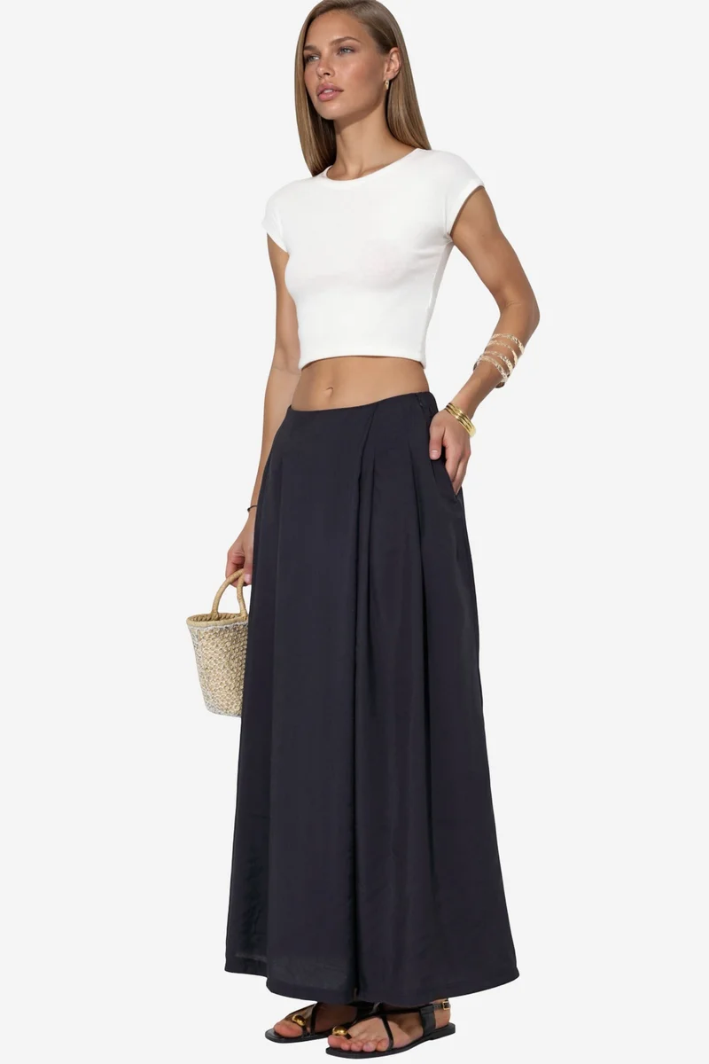 Hiccup Black Wide Leg Palazzo Modal Pants for Women | Best Price UAE