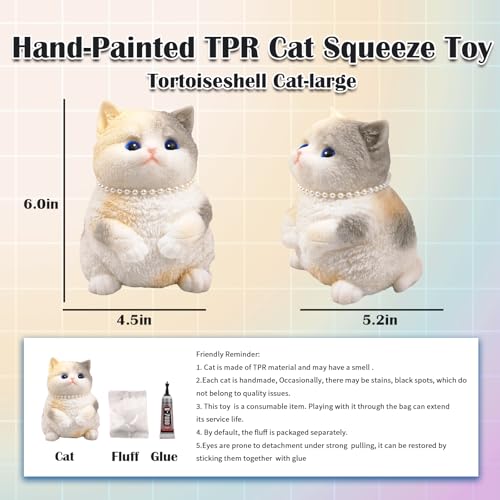 YVBBHE Big Hand Painted Cat Squishy ToysLarge Cute Ultra Soft Kitty Squeeze Fidget Toys for Stress Relief Kawaii Squishies Sticky Animal Toys for Adults KidsDecompression Sensory Balls Toys for Autism - Image 5