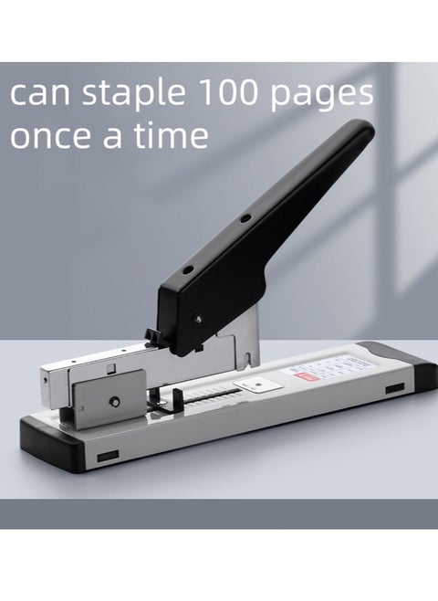 Heavy Duty Stapler，Large size labor-saving stapler can staple 100 pages once a time (Black/Grey)