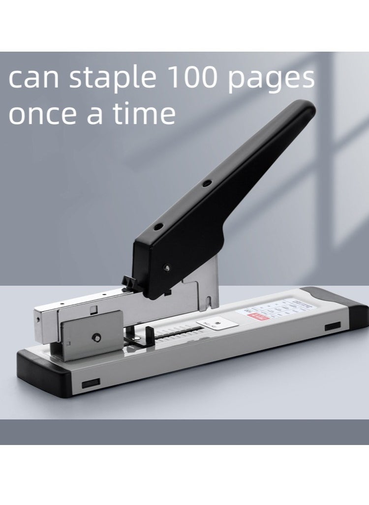 Huachi - Heavy Duty Stapler，Large size labor-saving stapler can staple 100 pages once a time (Black/Grey) - Image 1
