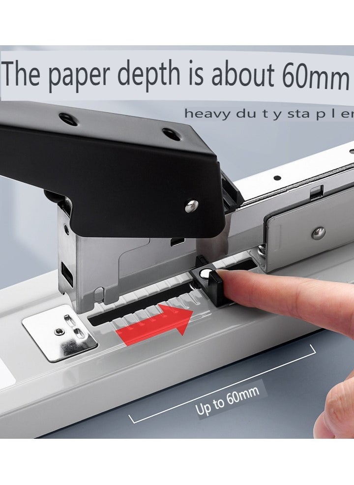 Huachi - Heavy Duty Stapler，Large size labor-saving stapler can staple 100 pages once a time (Black/Grey) - Image 1