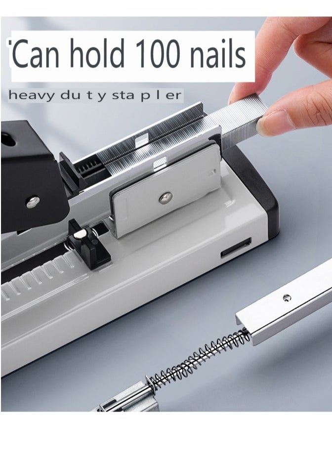 Huachi - Heavy Duty Stapler，Large size labor-saving stapler can staple 100 pages once a time (Black/Grey) - Image 1