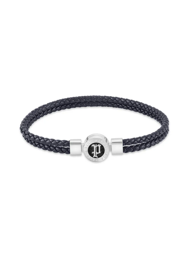 POLICE Infiniti Dark Blue Braided Leather Bracelet for Men