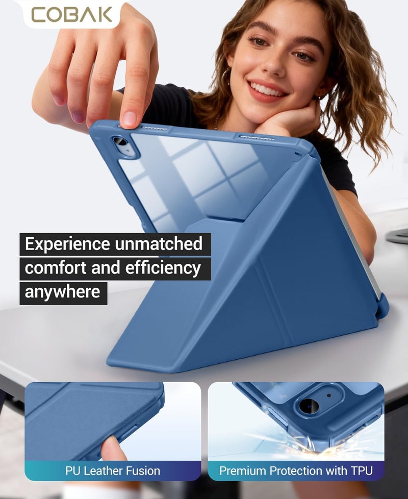 CoBak Case for iPad (A16) 11th Generation 11 Inch 2025, iPad 10th Generation Case 10.9 Inch 2022 - Protective Cover with Multi-Angle Includes Portrait Stand, Pencil Holder and Auto Wake/Sleep- Blue - Image 3