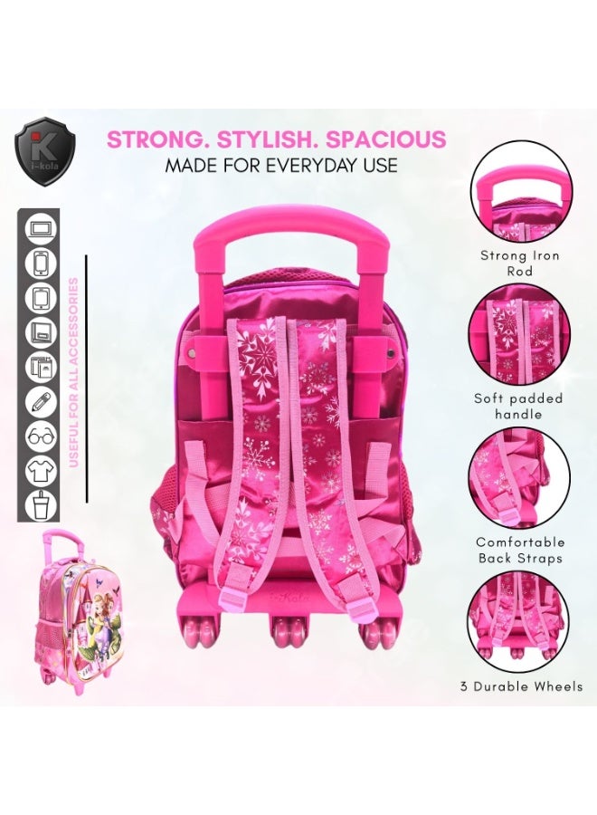 i-kola Pink SF 15T3 15-Inch 3D 3PC Kids Trolley Set | Rolling School Bag with Spill-Proof Lunch Bag & Pencil Case | Wheeled School Luggage for Boys & Girls (IK308-15T3) - Image 5