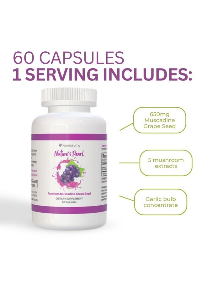 youngevity Youngevity Premium Muscadine Grape Seed - 650 mg - Nature's Pearl Antioxidant Superfood - Rich in Resveratrol, Ellagic-Acid, Quercetin, Anthocyandins, and More - 60 Servings  - Image 2