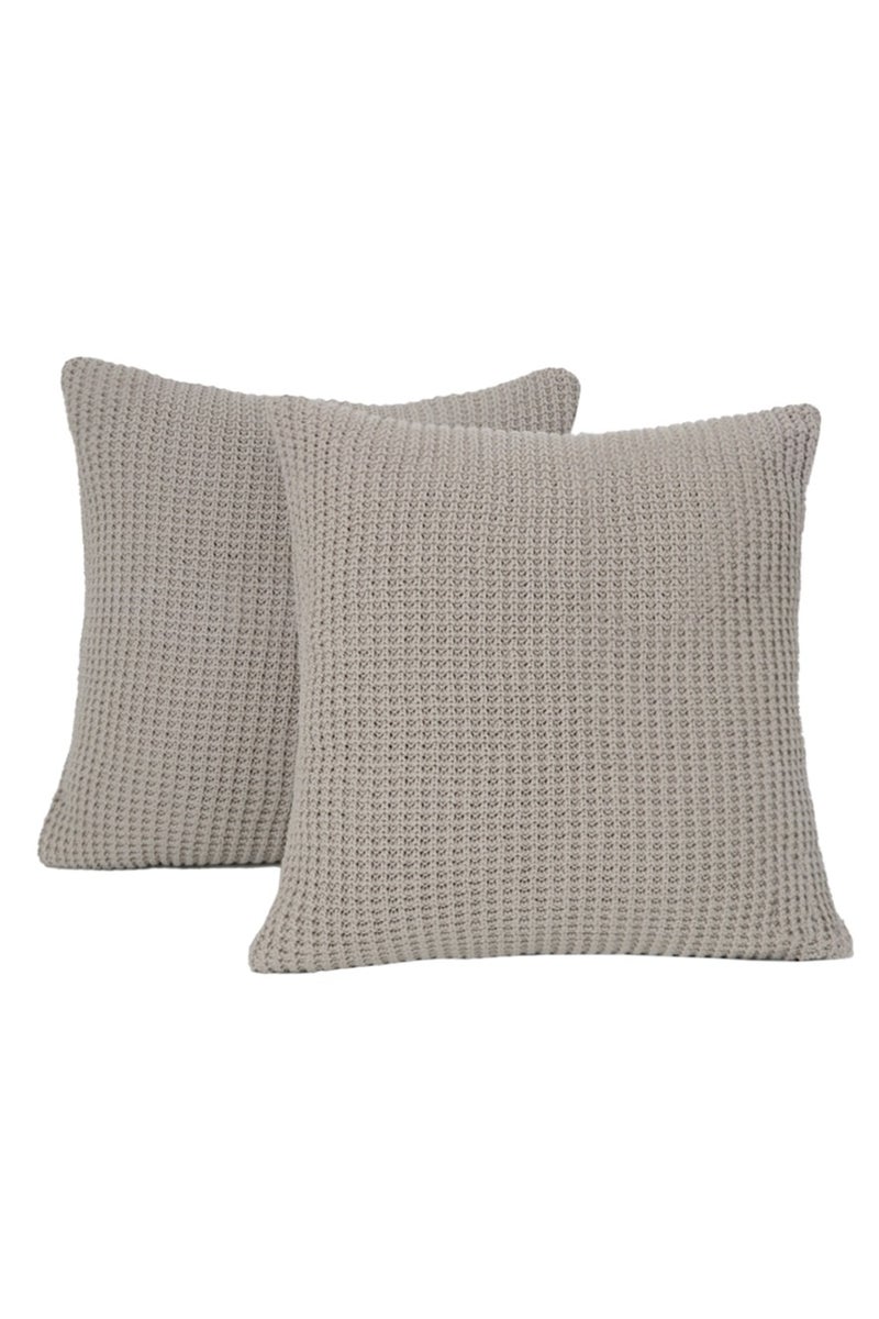 GOLD MANTIS 100% Cotton Knitted Cushion Cover 45x45cm – Decorative Throw Pillow Case with Hidden Zipper for Sofa, Bed & Couch – (tan) - Image 2