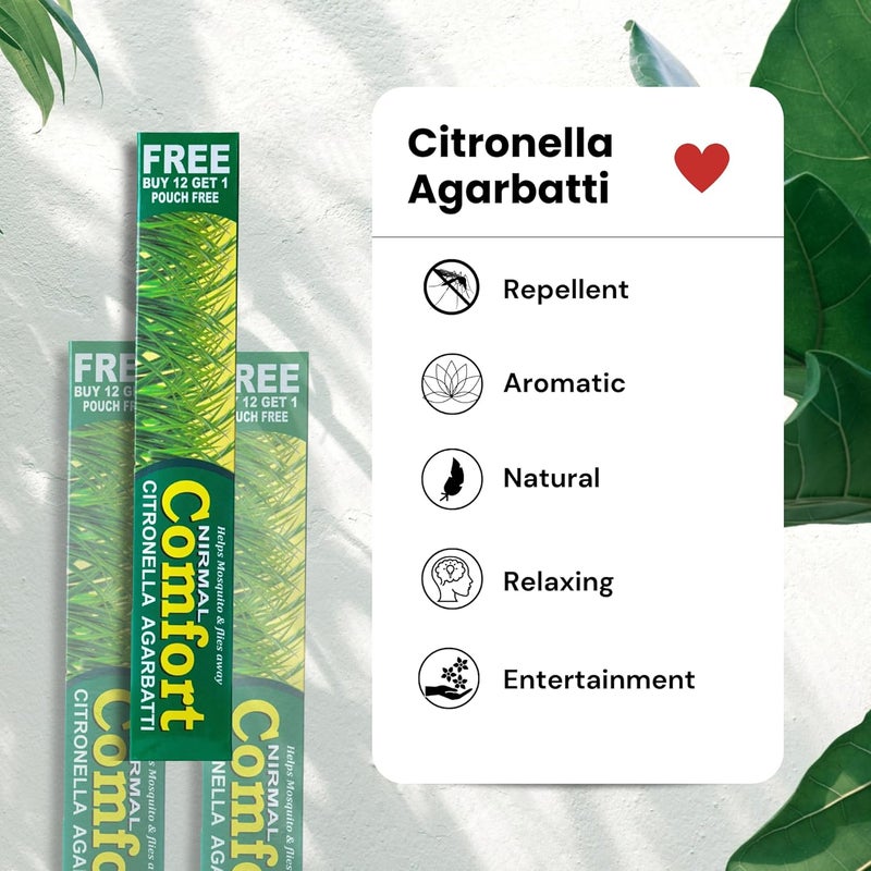 عصي البخور الطبيعية نيرمال كومفورت 130 من زيت الليمون، طرد البعوض (12+1=13 كيس | 130 عصا أغارباتي عضوية | العطر - زيت الليمون) | مصنوعة يدويًا | 100% عضوي | عصي طرد البعوض… - Image 3