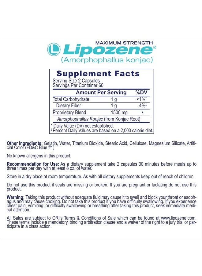 Lipozene MEGA Bottle - 120 Capsules, Making it Our Largest Size Available - Appetite Suppressant - Image 3