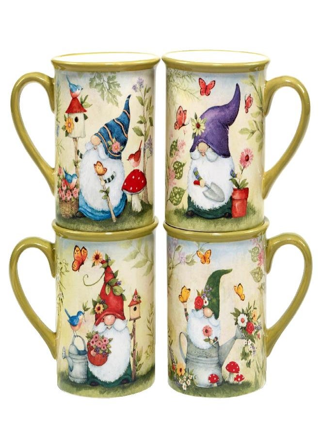 Certified International - Certified International Garden Gnomes 18 oz. Mugs, Set of 4 Assorted Designs - Image 1