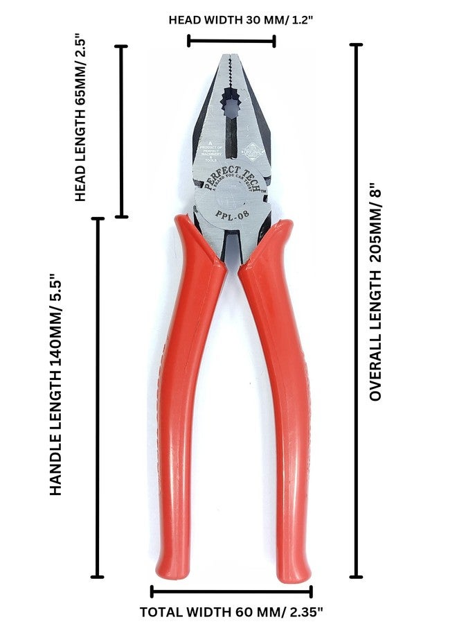 PERFECT TECH COMBO OF COMBINATION PLIER 8" & ADJUSTABLE WRENCH 8" (Red) - Image 4