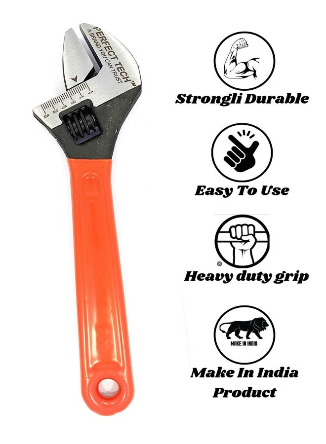 PERFECT TECH COMBO OF COMBINATION PLIER 8" & ADJUSTABLE WRENCH 8" (Red) - Image 5