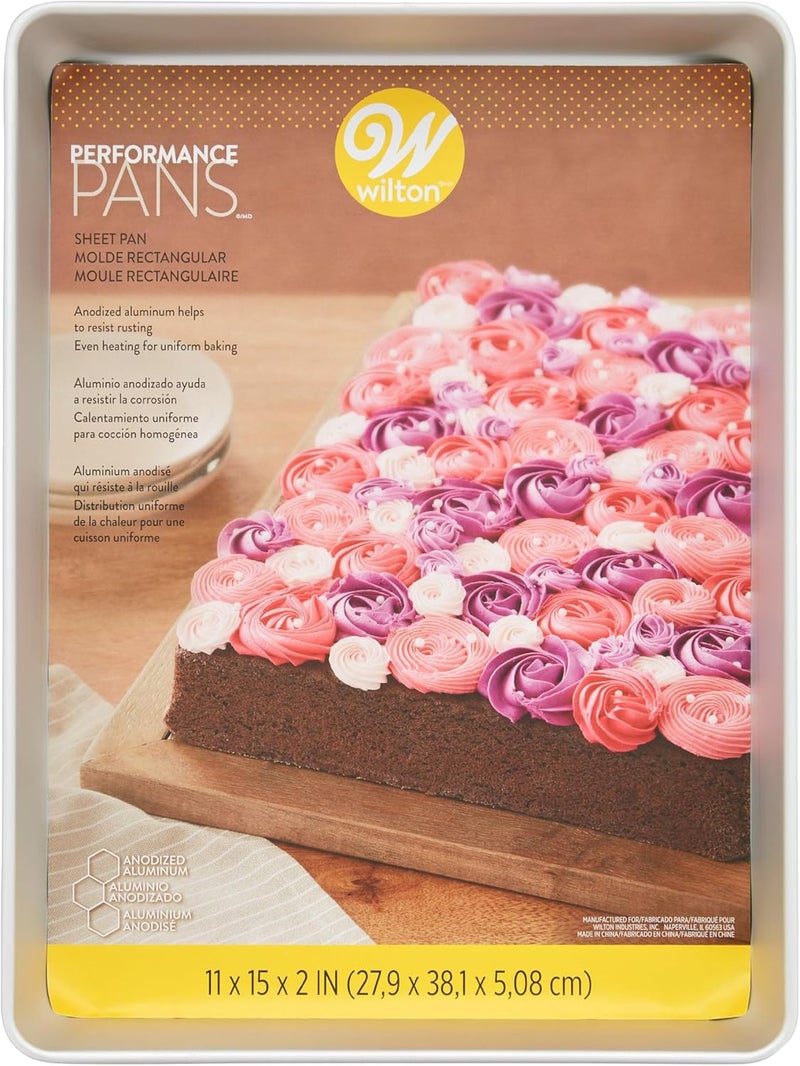 Wilton Performance Pans Medium Sheet Cake Pan 11 x 15Inch Cookie Sheet Aluminum - Image 1