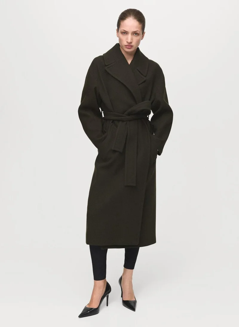 مانجو معطف صوف مانتيكو بحزام