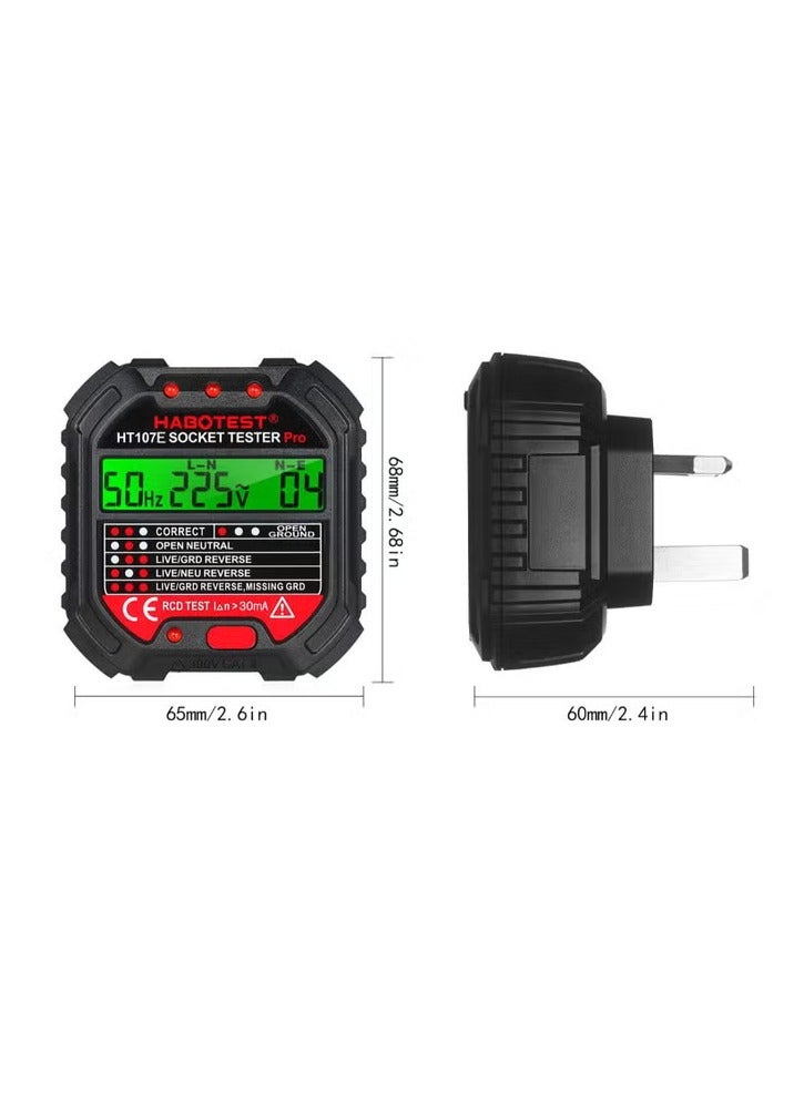 HABOTEST Outlet Tester, Socket Tester with Voltage Display (HT107E) - Image 2