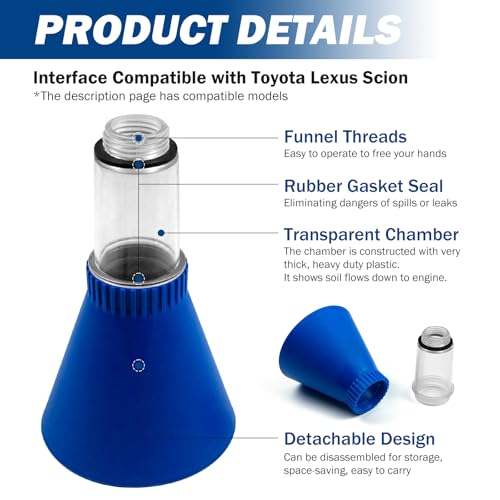 Wenzhon Funnels for Automotive use,Engine Oil Funnel, Drain Tool & Locking Threaded Oil Funnel, Compatible with Toyota, Lexus, Scion, Tacoma, Sienna, RX350,Camry, Corolla, RAV4 - Image 3