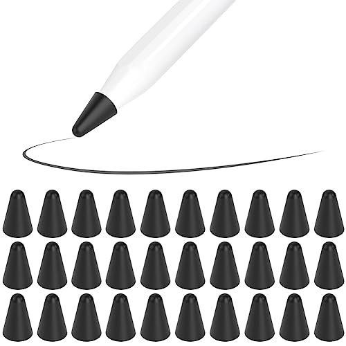 SIXFU Cover Compatible with Apple Pencil Tips, Silicone Nibs Protector for Apple Pen 1 and 2 Gen iPencil Tip Paper Feel Cap Accessories(Black * 30) - Image 1