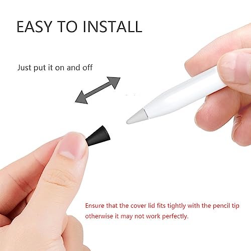 SIXFU Cover Compatible with Apple Pencil Tips, Silicone Nibs Protector for Apple Pen 1 and 2 Gen iPencil Tip Paper Feel Cap Accessories(Black * 30) - Image 5