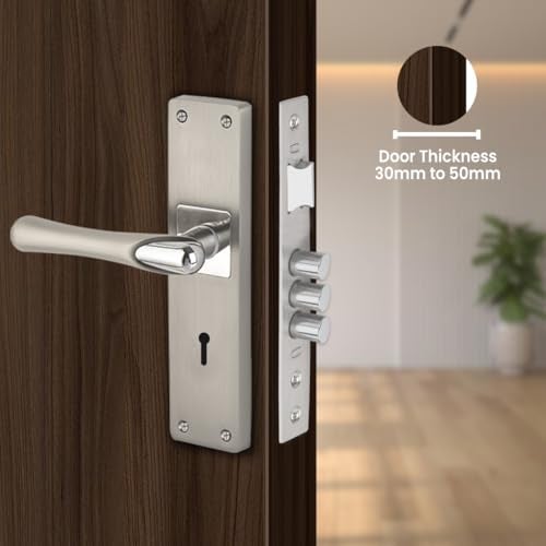 Link Bloss Mortise Lock |for Main & Internal Door in Residential & Commercial Spaces | 8 Inches Heavy Duty Handle Set with Both Side Key Access, 3 Keys,6 Lever Lock Body | SS Finish |2 Years Warranty - Image 2