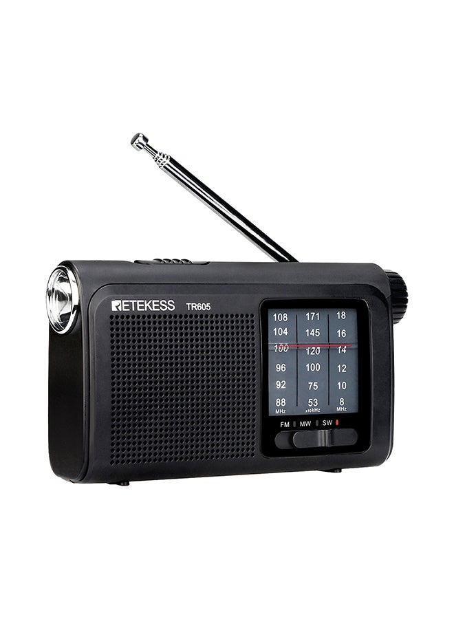 NIBEMINENT Portable Radio With Flashlight V6622 Black  - Image 1