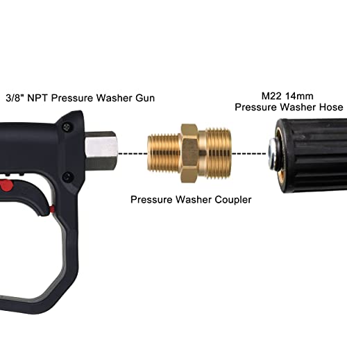 M MINGLE M22 Pressure Washer Fitting, 3/8 Inch NPT Male to M22 14mm Male adapter, 4500 PSI - Image 4