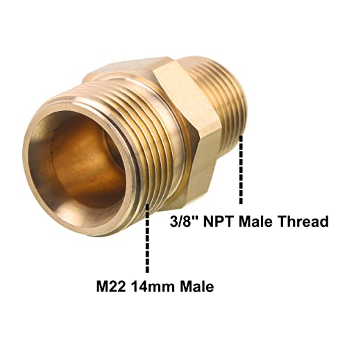 M MINGLE M22 Pressure Washer Fitting, 3/8 Inch NPT Male to M22 14mm Male adapter, 4500 PSI - Image 2