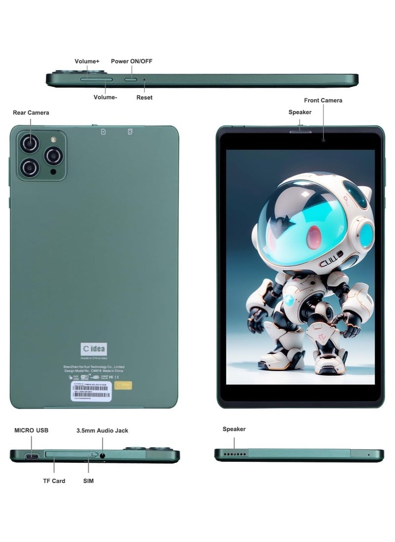 ريبنيو - Tablet CM818 حجم الشاشة 8 بوصة، نوع شاشة IPS، يدعم شريحة اتصال واحدة، 5G LTE، حافظة حماية مدعومة بالواي فاي، ذاكرة وصول عشوائي 8 جيجابايت، سعة تخزين 256 جيجابايت (رمادي) - Image 1