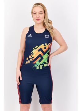 Adidas Women Sportswear Fit Sleeveless Training Jumpsuit, Blue  - Image 1