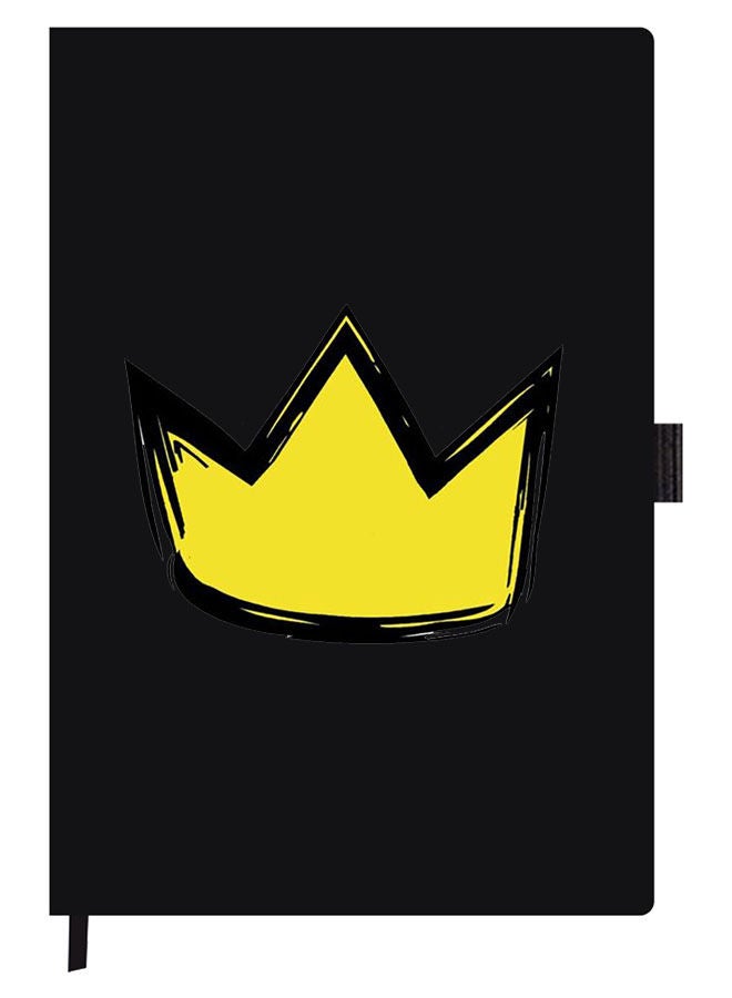 Theodor Designer A5 Thick Black Hardcover Notebook Yellow Crown - Image 1