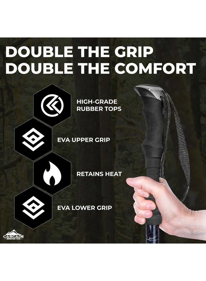 Cascade Mountain Tech Trekking Poles - Aluminum Hiking Walking Sticks with Adjustable Locks Expandable to 54" (Set of 2), Orange, one size - Image 4