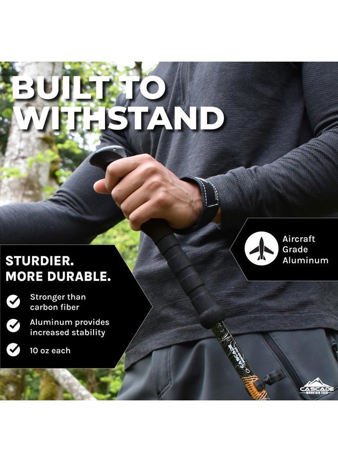 Cascade Mountain Tech Trekking Poles - Aluminum Hiking Walking Sticks with Adjustable Locks Expandable to 54" (Set of 2), Orange, one size - Image 2