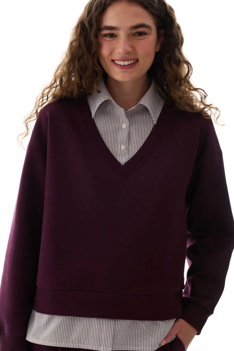 بنتي PENTI Shirt Layered Polo Collar Sweatshirt